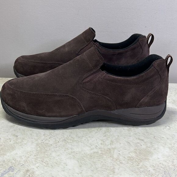 LL Bean Brown Comfort Mocs Brown Suede Slip On 14 Wide - Picture 5 of 8